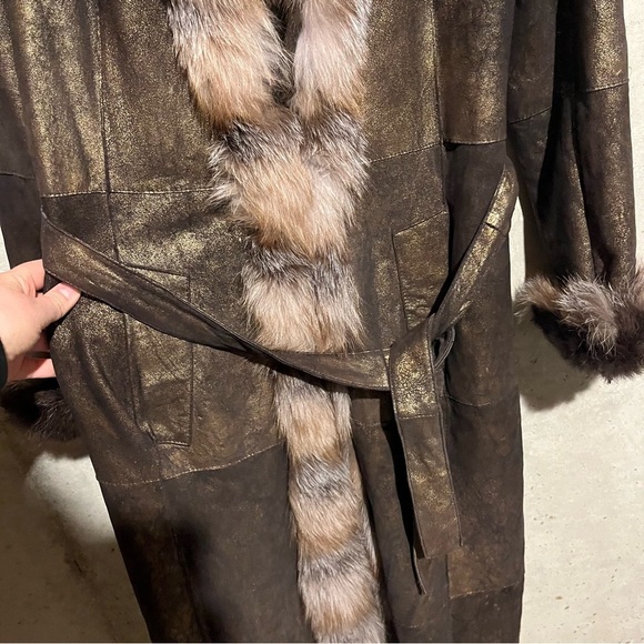 Pellessimo Paris Fur Coat Rabbit Fox Full Length Fully Lined Metallic Women’s S - Picture 5 of 15